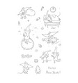 cute cartoon rats greeting card chinese zodiac vector image