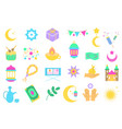 ramadan set graphic elements in flat design vector image