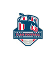 flag football qb player passing ball crest retro vector image