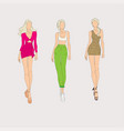 hand drawn fashion models concept vector image