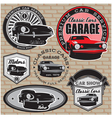 set of emblems with retro car on wall vector image