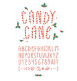 cartoon christmas candy cane hand drawn font vector image