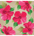 floral seamless pattern with hibiscus hand-drawing vector image