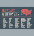list of states of united states of america vector image vector image