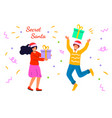 secret santa people celebrating christmas vector image vector image