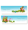 two happy easter banners with easter eggs vector image vector image