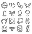 xxx sex icons set on white background line style vector image