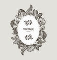 beautiful card with a round wreath of different vector image vector image
