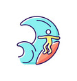 big wave surfing rgb color icon vector image