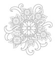 black and white circle flower ornament ornamental vector image