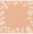 frame with exotic palm leaves and flowers hand vector image vector image