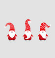 set cute christmas gnomes in funny hats vector image