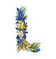 tropical floral summer letter l hand drawn vector image