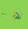 work from home isometric landing page freelancer vector image vector image