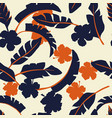 tropical leaves and flowers in two colors beige vector image vector image