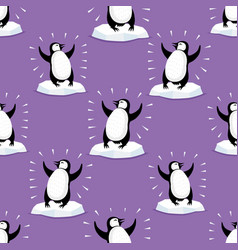 Cute penguins seamless pattern with cartoon Vector Image