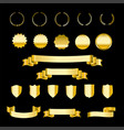 set of golden ribbons and labels heraldic shields vector image