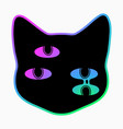 black cat head with magic colorful eyes vector image vector image