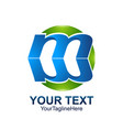 initial letter m logo template coloredblue green vector image vector image