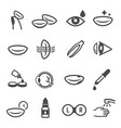 contact lenses use linear icons set vector image vector image