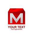 initial letter m logo template colored red silver vector image vector image