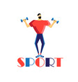 a strong man athlete with dumbbells vector image