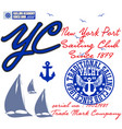yachting club grunge artwork for sportswear vector image