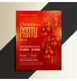 christmas party poster flyer in shiny red theme vector image