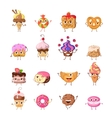 set of funny dancing sweets in flat design vector image