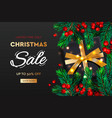 christmas sale banner realistic fir-tree branches vector image vector image
