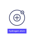 hydrogen atom line icon on white vector image vector image