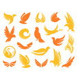isolated abstract yellow and orange color birds vector image