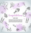 birthday party doodle background template vector image vector image