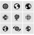 black world map icon set vector image vector image