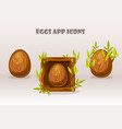 cartoon isolated wooden eggs in square of twigs vector image