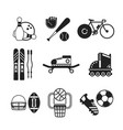 set of monochrome sports icons in flat style vector image