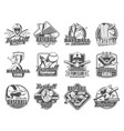 baseball player with sport ball bat glove icons vector image vector image