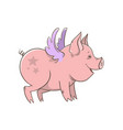cute winged piglet outline vector image