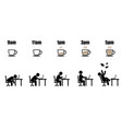 working hour evolution coffee cup on dish battery vector image