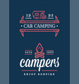 summer holidays with rv car home and bonfire vector image vector image