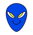 alien with blue face sticker or emoticon vector image