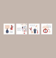 Handcrafted ceramics flat set Royalty Free Vector Image