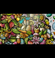 cartoon doodles happy easter banner vector image