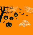 halloween pumpkins on tree holiday horror boo vector image