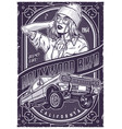 hollywood car show poster monochrome vector image vector image