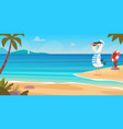 seagull on beach bird sailor on seaside standing vector image vector image