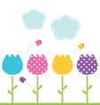 cute spring garden tulips isolated on white vector image vector image