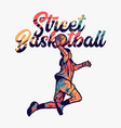 street basketball with man doing slam dunk when vector image