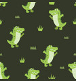 seamless pattern cute happiness alligator vector image vector image