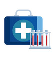 set tube test with first aid kit isolated icon vector image